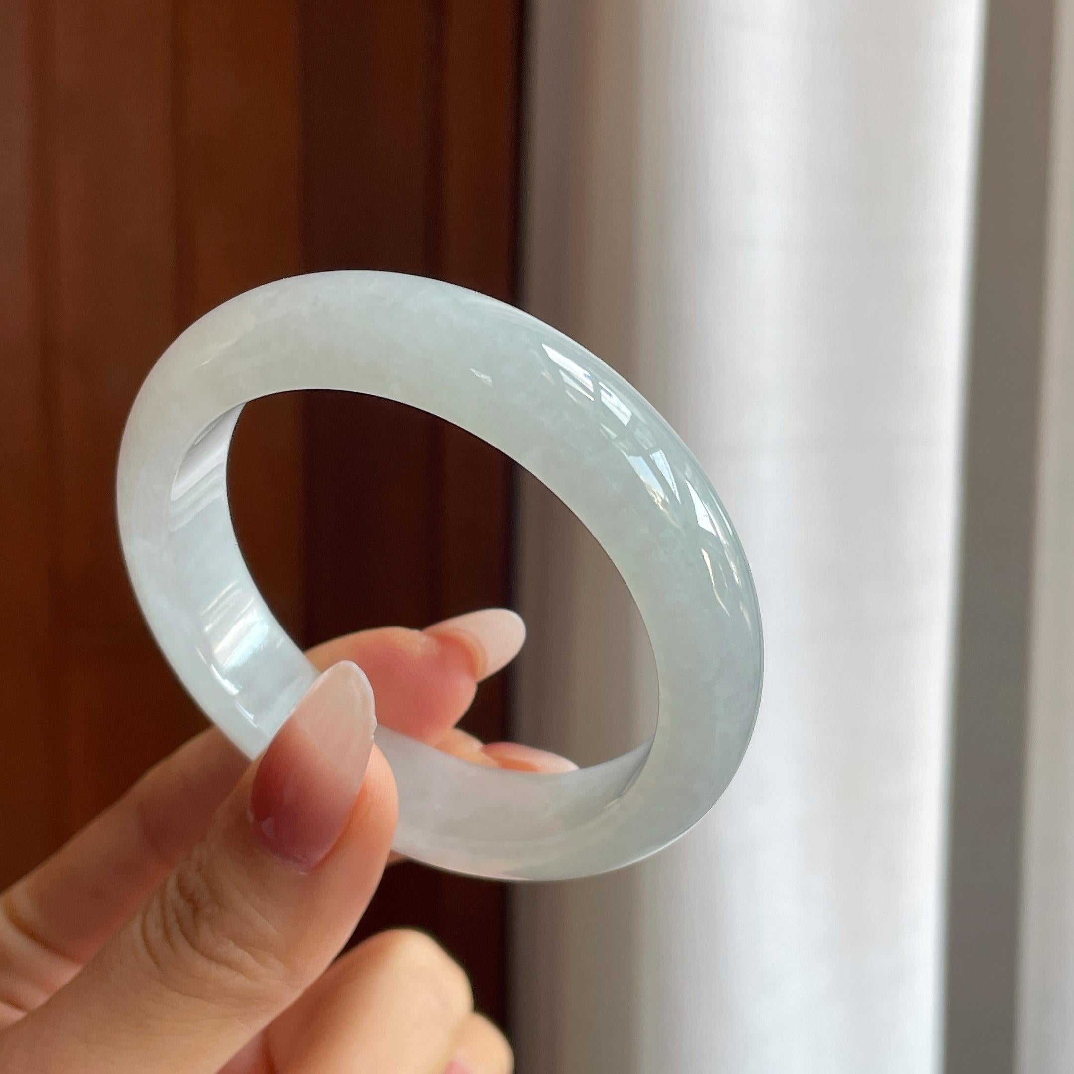 冰种无色翡翠平安镯（53mm）（yc302430）