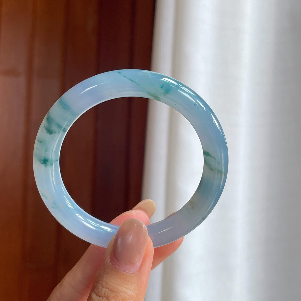 冰紫底飘花圆条手镯（52mm）（yc422964）