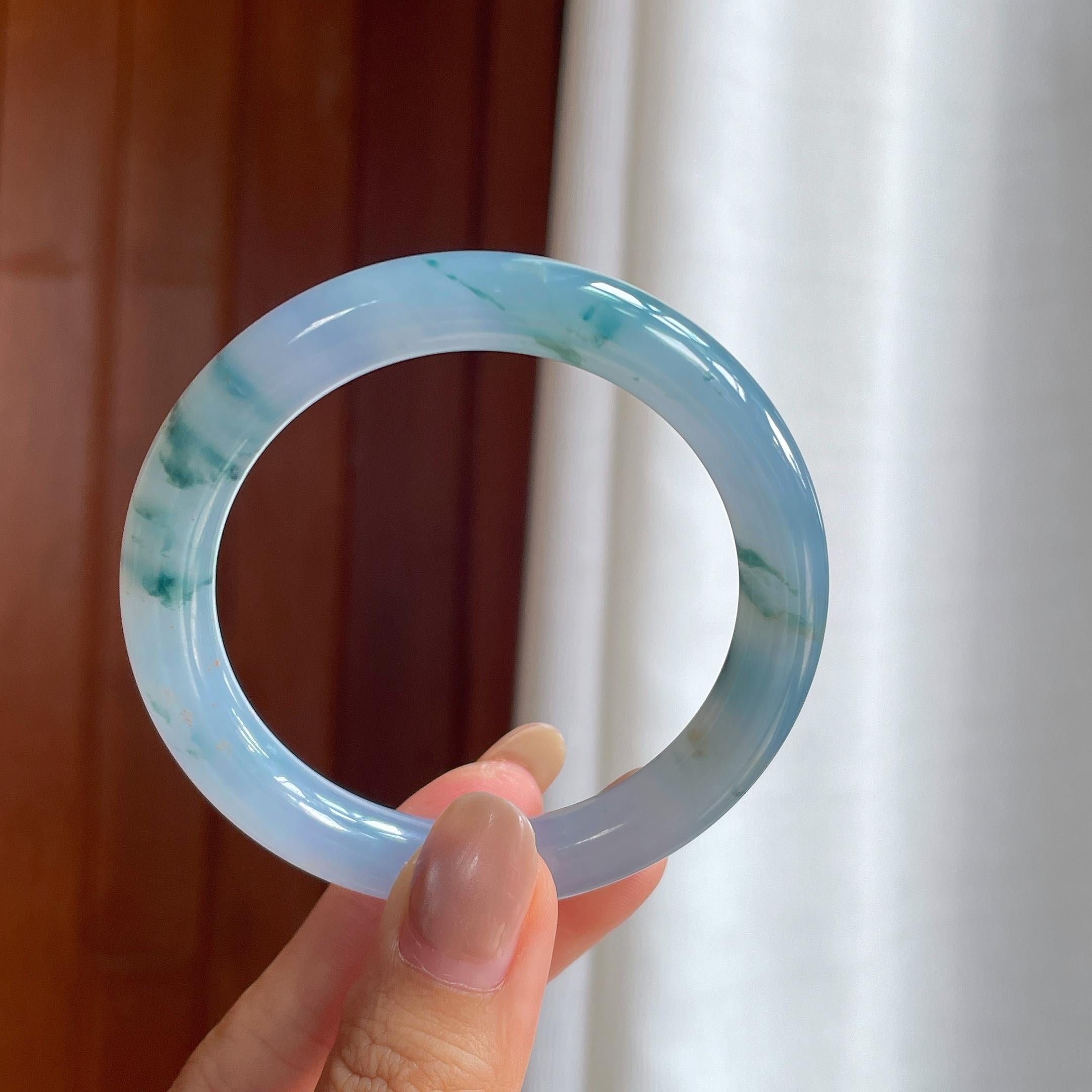 冰紫底飘花圆条手镯（52mm）（yc422964）