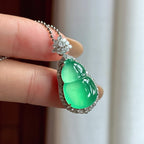 18k金钻镶高冰起光晴绿底翡翠葫芦（yc434880）