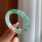 冰种飘花翡翠平安镯（56.5mm）（yc307037）