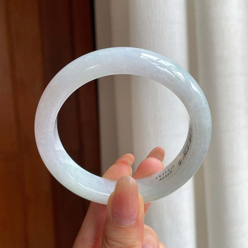 糯冰带色翡翠平安镯（57.2mm)（yc365765）