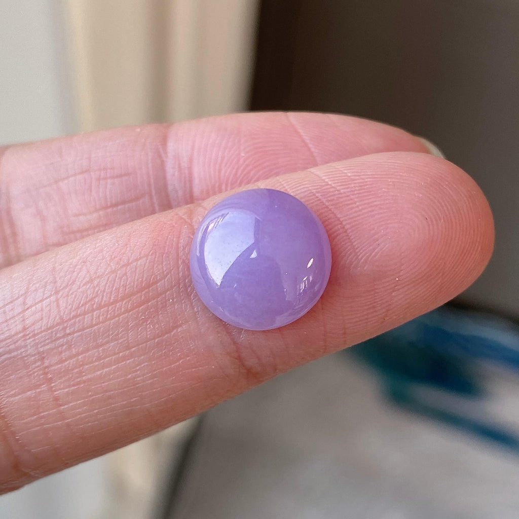可镶嵌戒指/吊坠 细糯种紫罗兰蛋面裸石 天然缅甸A货翡翠（yc325564）