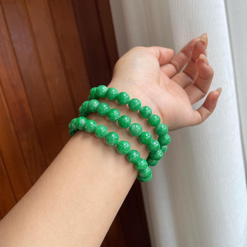 糯种满绿翡翠珠串项链（yc247168）