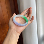 糯冰春带彩翡翠平安镯（56mm）（yc225096）