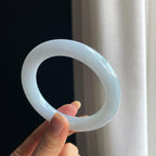 细糯冰淡春底翡翠圆条手镯（57mm）（yc413682）