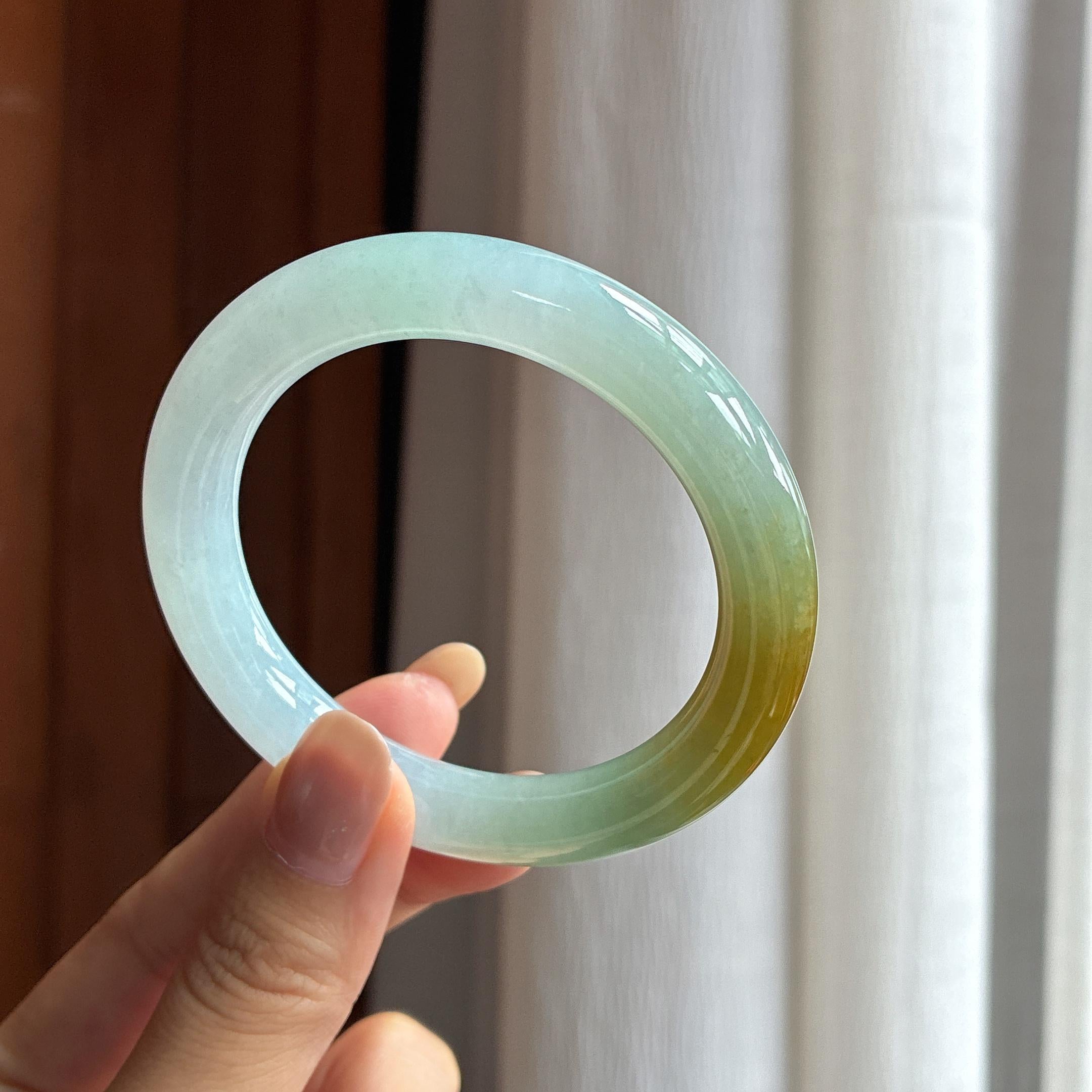 细糯冰黄翡圆条手镯（53.5mm）（yc420180）