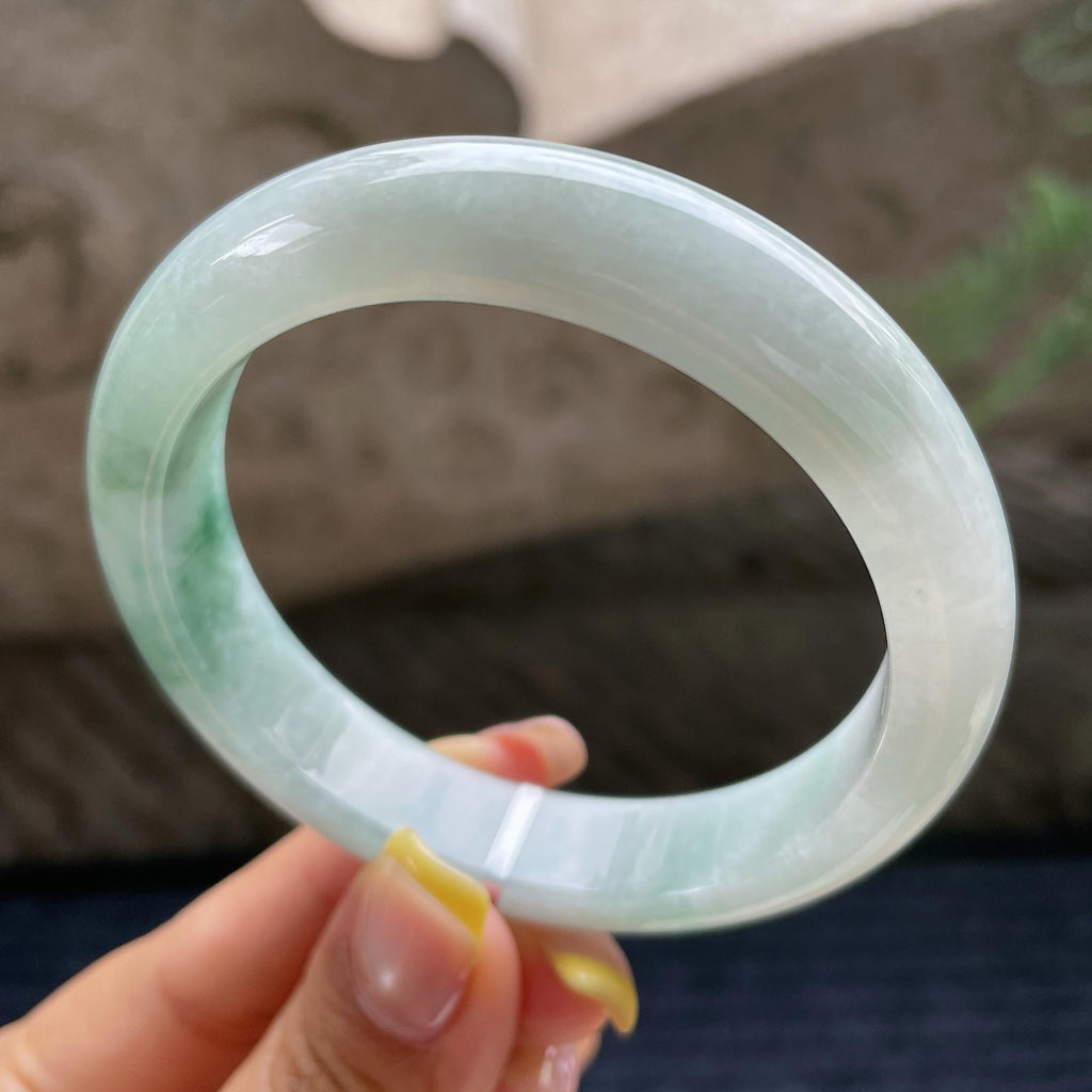细糯种飘花正圈平安镯56.2圈      天然缅甸A货翡翠（yc381969）