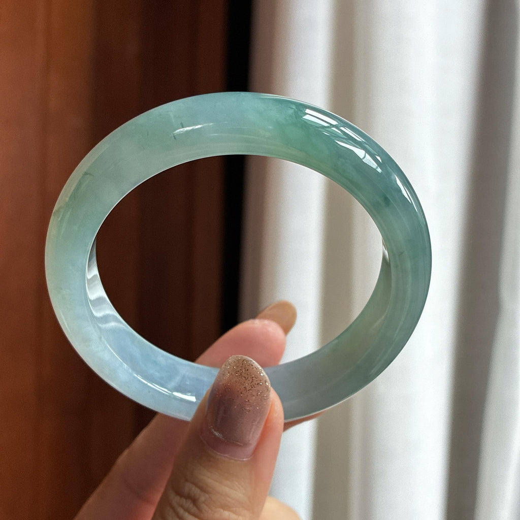 糯冰湖水绿正圈平安镯 55圈 天然缅甸A货翡翠（yc454477）