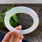细糯种淡春彩圆条手镯56圈口 天然缅甸A货翡翠（yc334200）