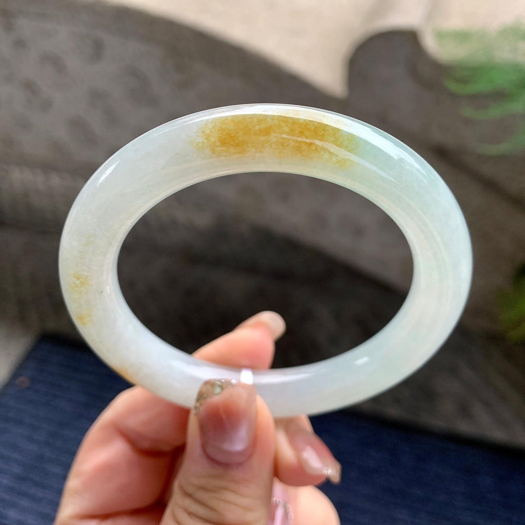 细糯种飘黄翡圆条手镯（53.7mm）（yc297182）