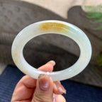 细糯种飘黄翡圆条手镯（53.7mm）（yc297182）