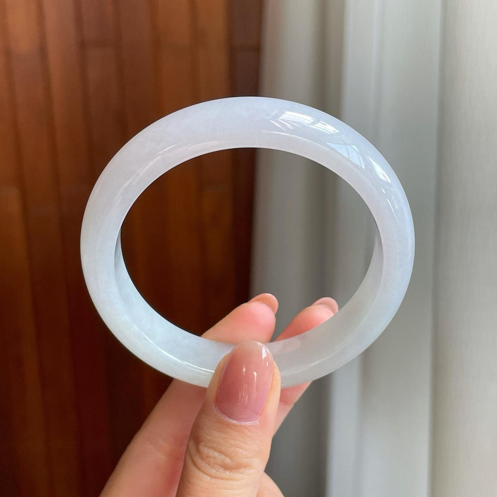糯冰淡底色翡翠平安镯（57.3mm)（yc323180）
