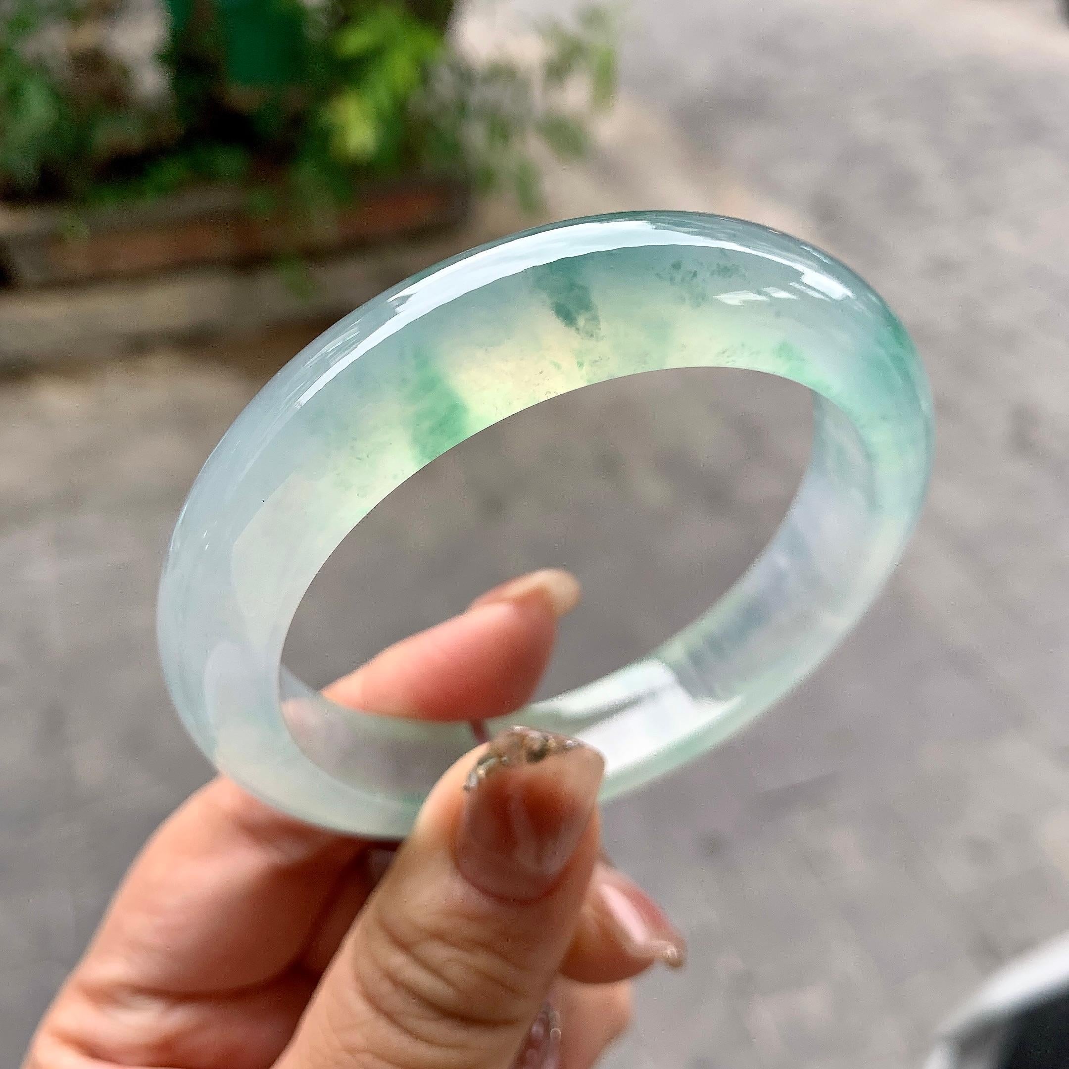 冰种飘花平安镯（57.2mm）（yc297185）