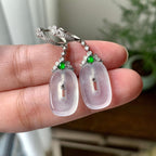 18K金钻镶糯冰种无色方糖耳坠（yc248184）