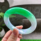 细糯种淡紫底飘阳绿宽版轮胎手镯（60.4mm）（yc254110）