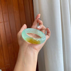 冰种晴绿底飘黄翡翡翠特色镯（56.5mm）（yc278063）