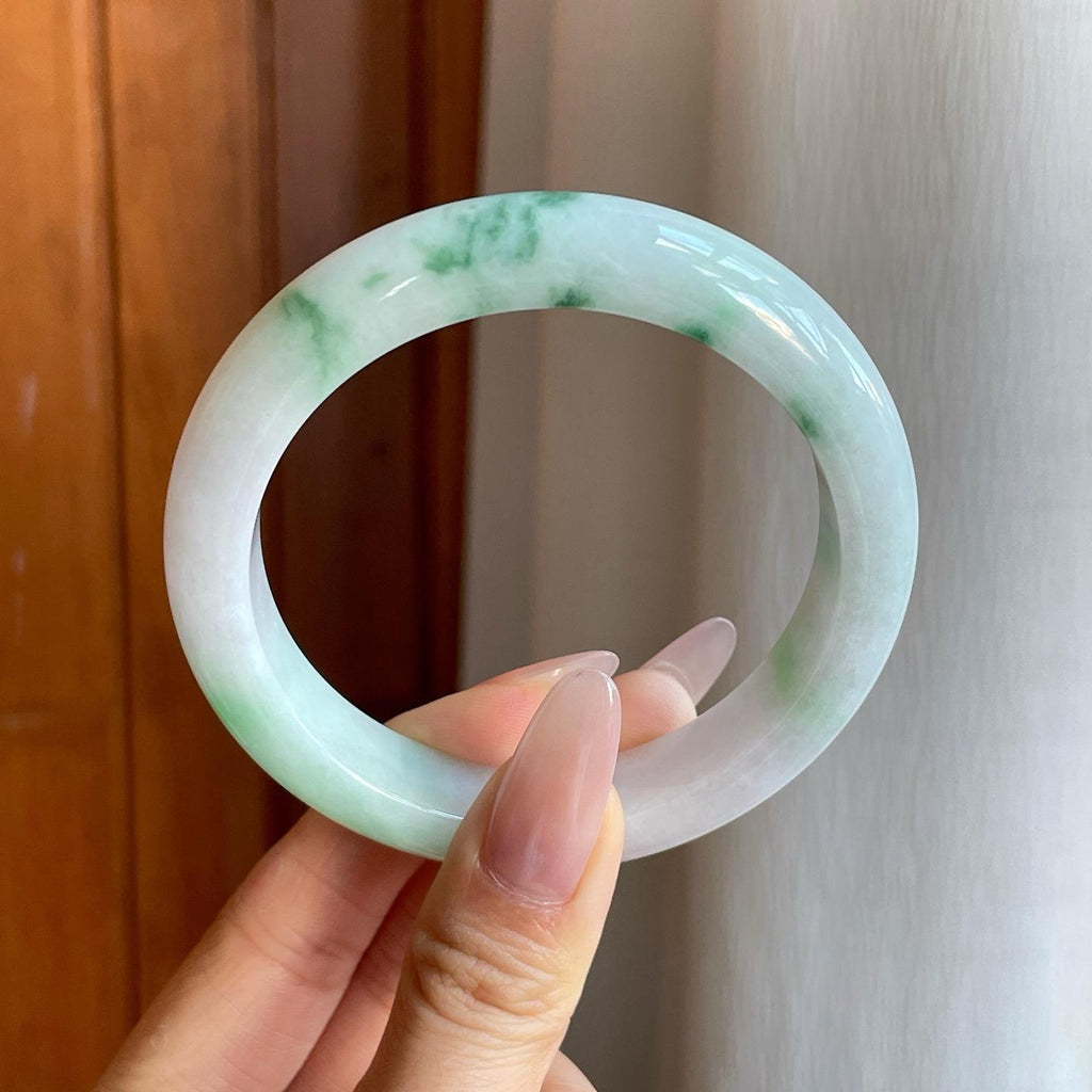 细糯冰飘花翡翠平安镯（58.7mm）（yc277417）