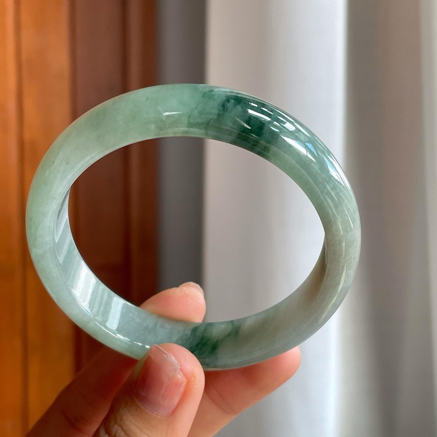 糯冰飘花翡翠平安镯（58.5mm）（yc215235）