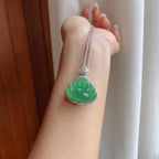 18k金钻镶冰种湖水绿翡翠佛公（yc263547）