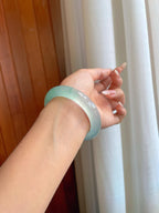 冰玻种带色翡翠平安镯（58.5mm）（yc269014）