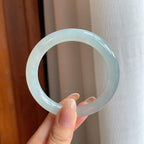 糯冰淡底色翡翠圆条手镯（55.2mm)（yc412124）