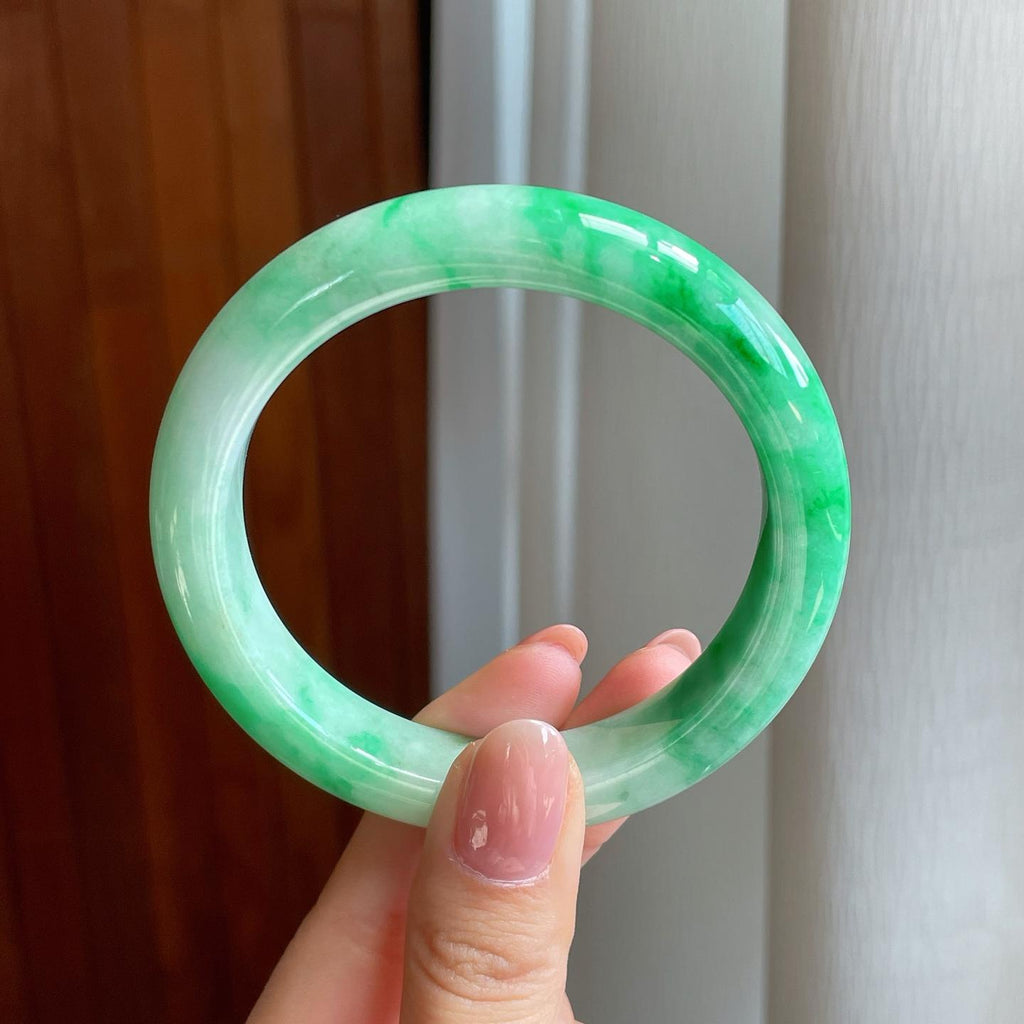 糯冰飘花翡翠平安镯（57.3mm）（yc323830）