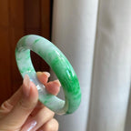 细糯冰飘花翡翠平安镯（59mm）（yc272879）