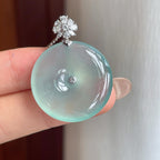 18k金扣蓝晴底翡翠平安扣（yc247159）