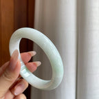 糯冰白底飘花翡翠平安镯（59.2mm）（yc283263）