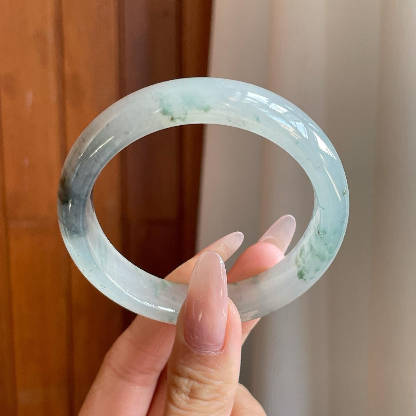 冰种乌鸡翡翠平安镯（54.3mm）（yc279879）