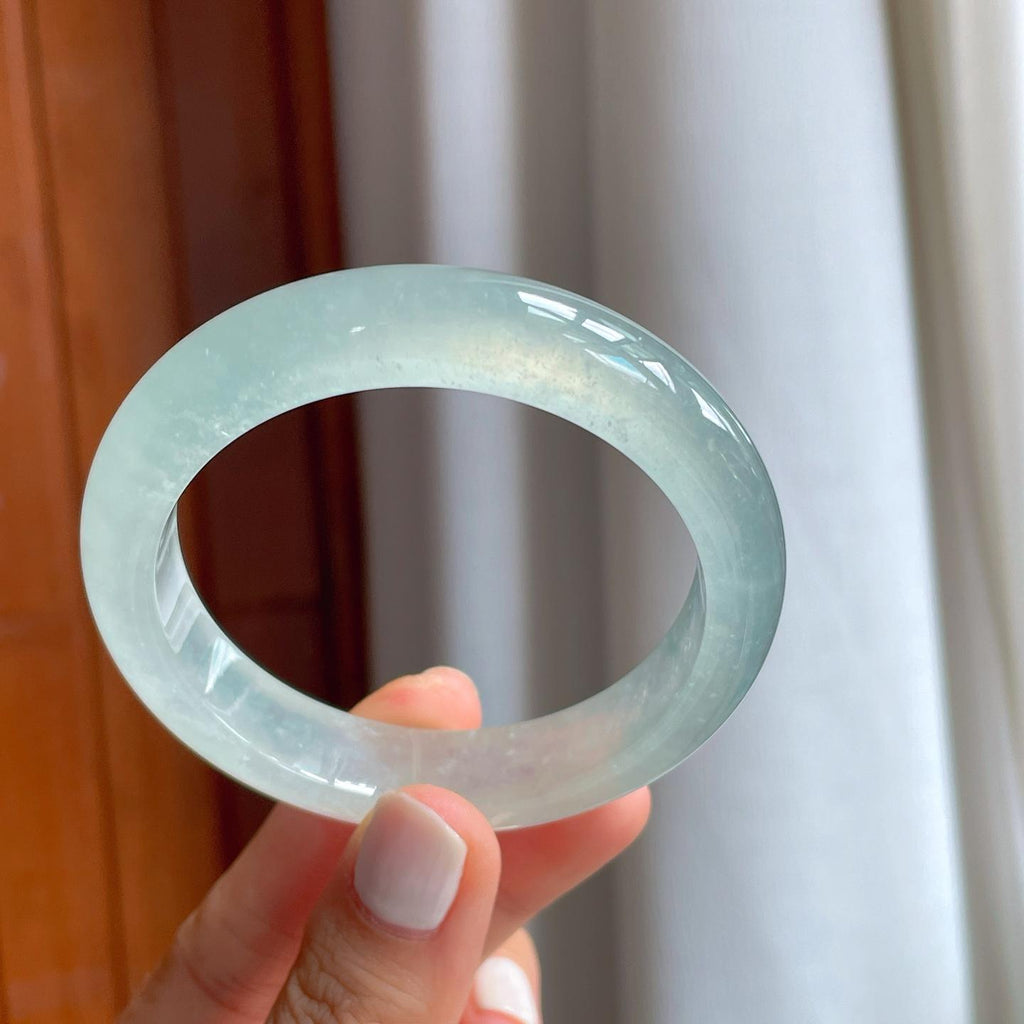 冰种淡底色翡翠平安镯（54.5mm）（yc247187）