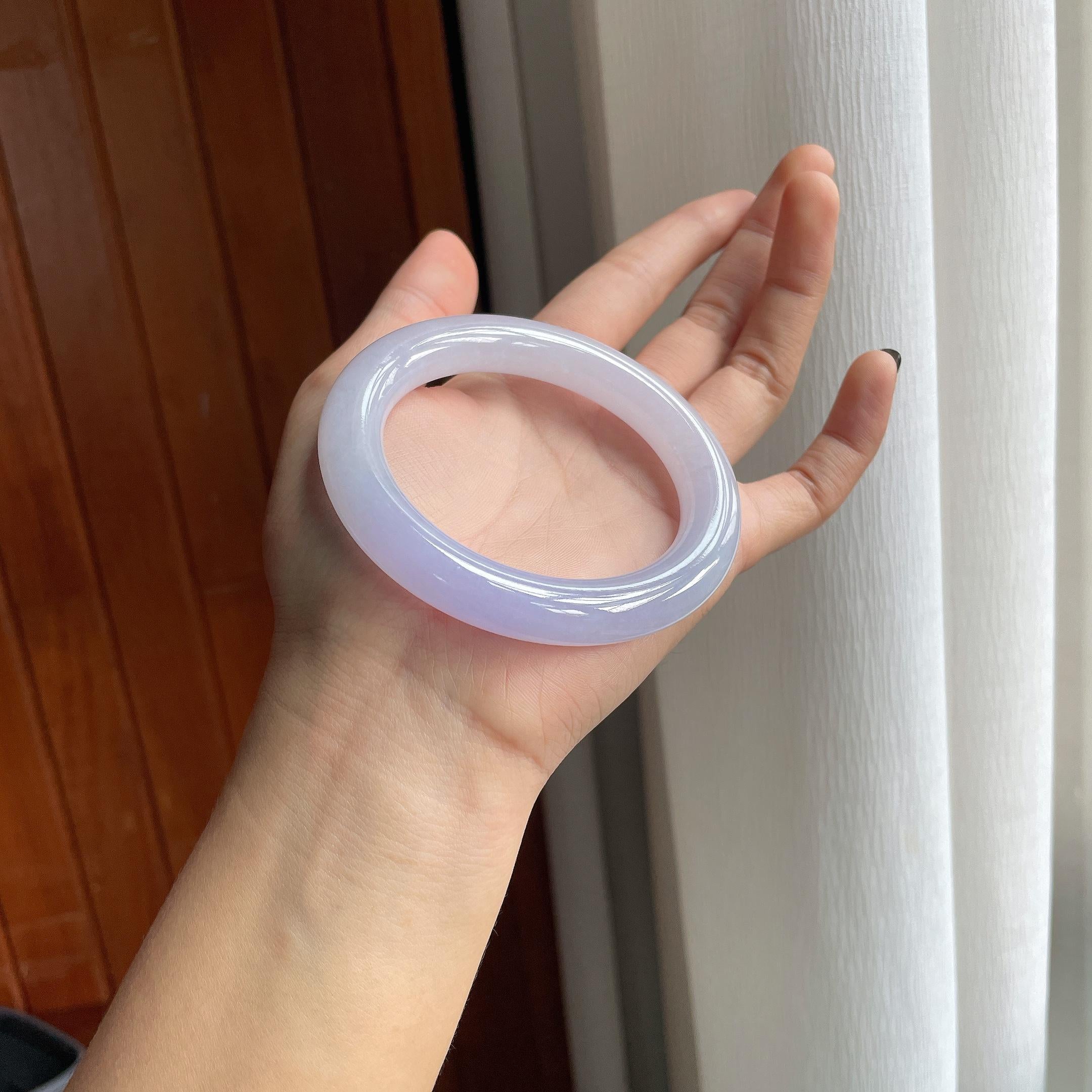 细糯冰紫罗兰翡翠圆条手镯（58mm）（yc286488）