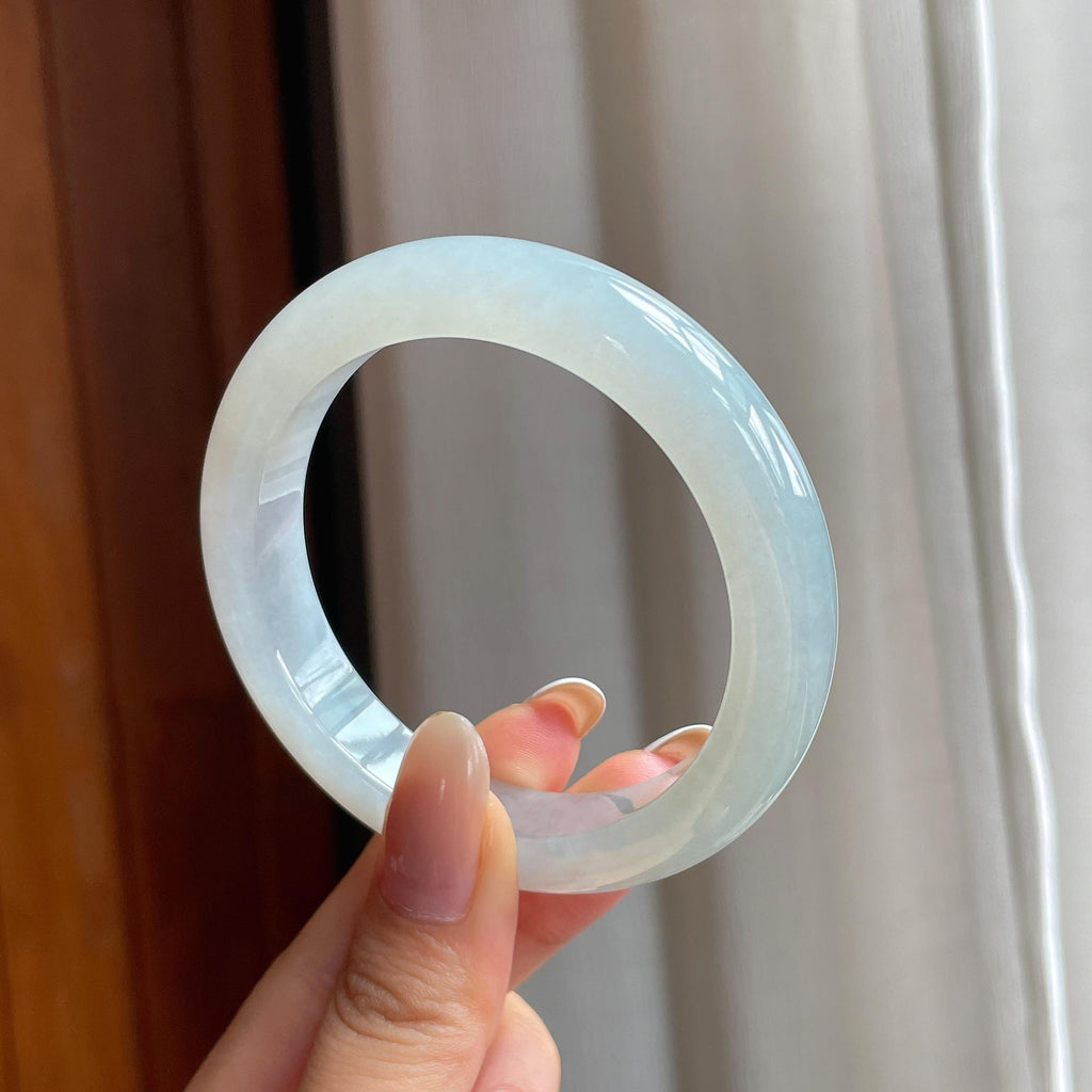 糯冰淡底色翡翠平安镯（55mm)（yc414484）