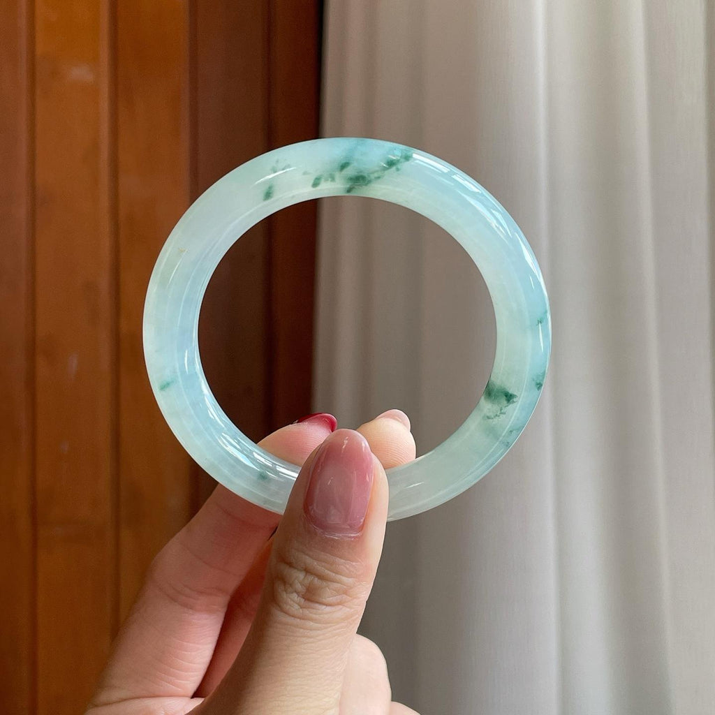 糯冰飘花翡翠圆条手镯（51mm）（yc302155）