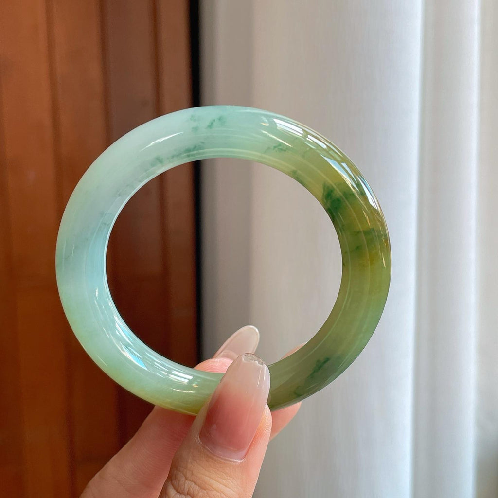 糯冰特色翡翠圆条手镯（53.4mm）（yc272832）