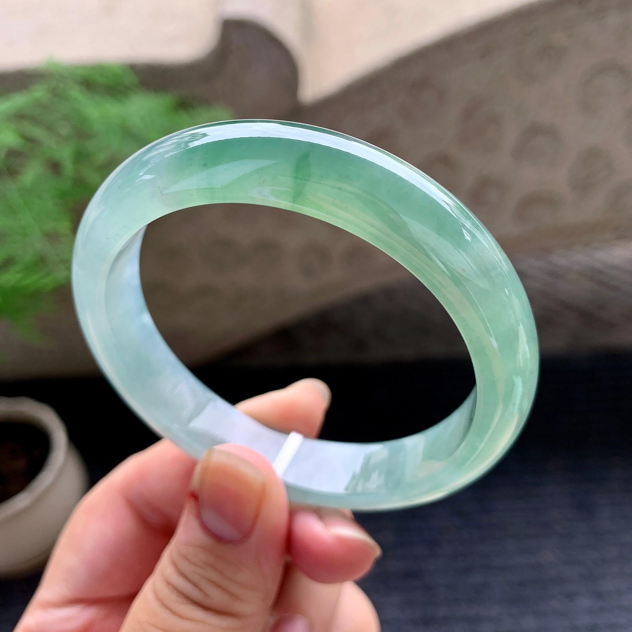 糯冰种飘花平安镯（57.2mm）（yc196519）