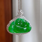 18k金镶冰种满绿翡翠佛公（yc250569）