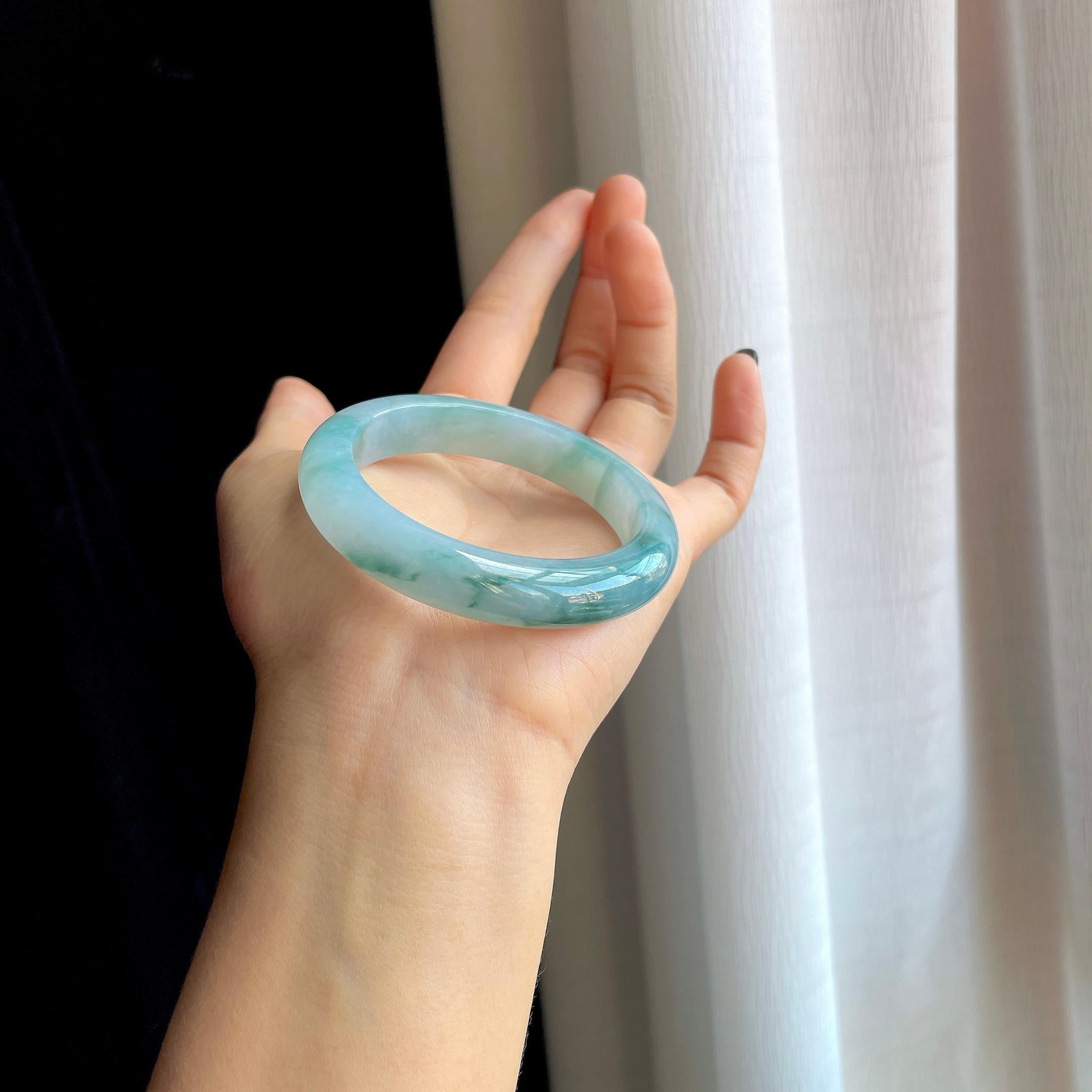 糯冰飘花翡翠平安镯（53mm）（yc289696）