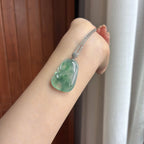 18k金扣头糯冰飘花如意 天然缅甸A货翡翠（yc459710）