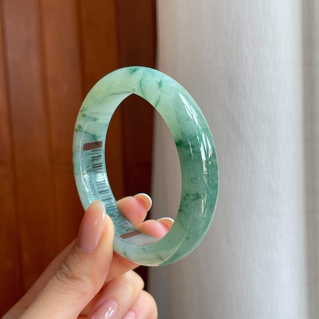糯冰飘花翡翠平安镯（53.7mm)（yc373461）