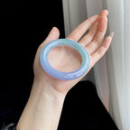 糯冰春带彩翡翠圆条手镯（54mm)（yc322784）