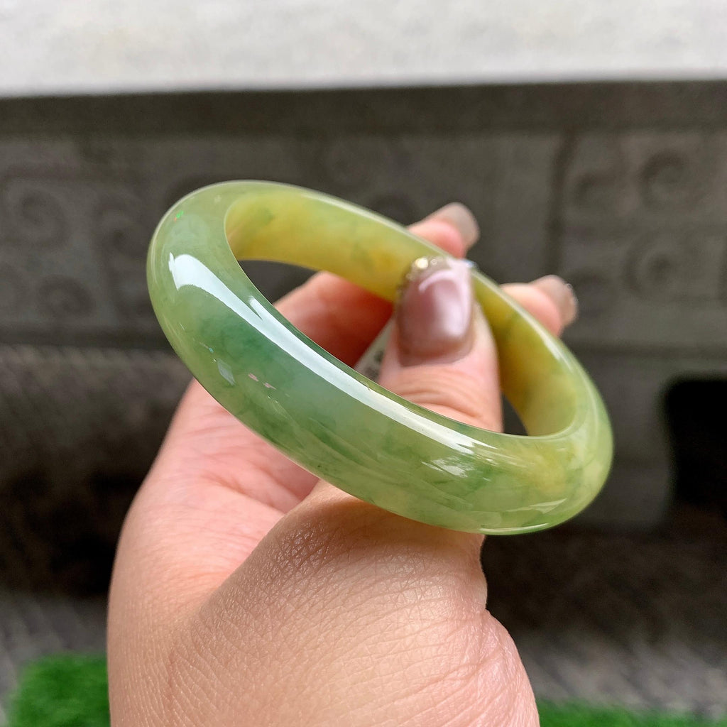 细糯种黄翡飘花平安镯（50.8mm）（yc288709）