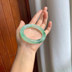 冰种飘花翡翠圆条手镯（55mm）（yc247650）