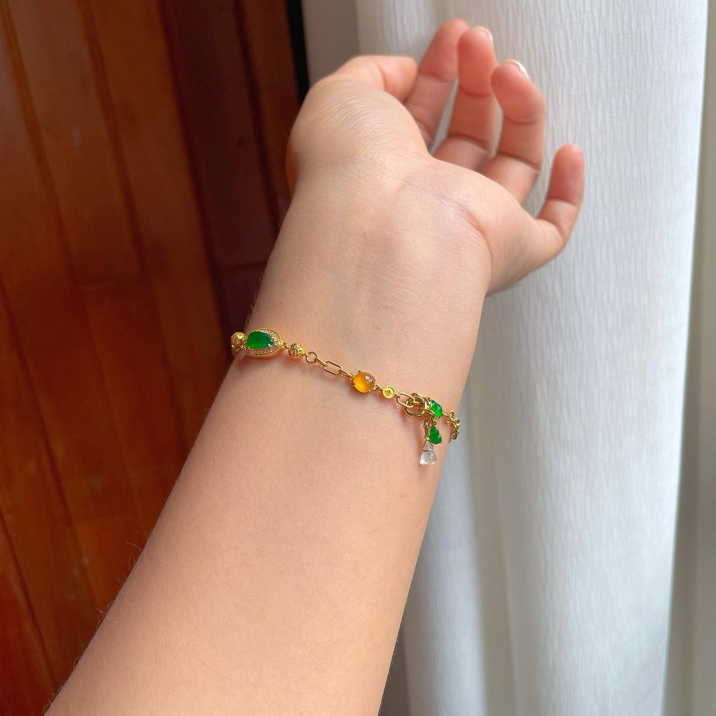 18k金镶冰种翡翠手链（yc248537）