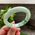 细糯种飘蓝绿花正圈平安镯55.3圈口 天然缅甸A货翡翠（yc317272）
