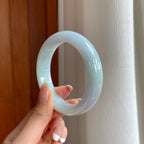 糯冰淡底色宽版翡翠平安镯（56.5mm)（yc376759）