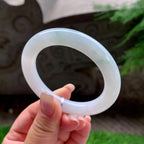 细糯种飘蓝花圆条手镯  53.3圈口  天然缅甸A货翡翠（yc417406）