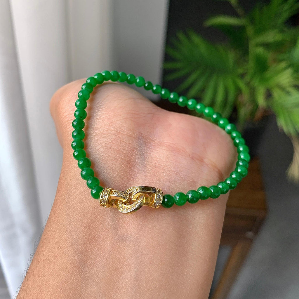 糯冰种满绿小米珠手链（yc202328）