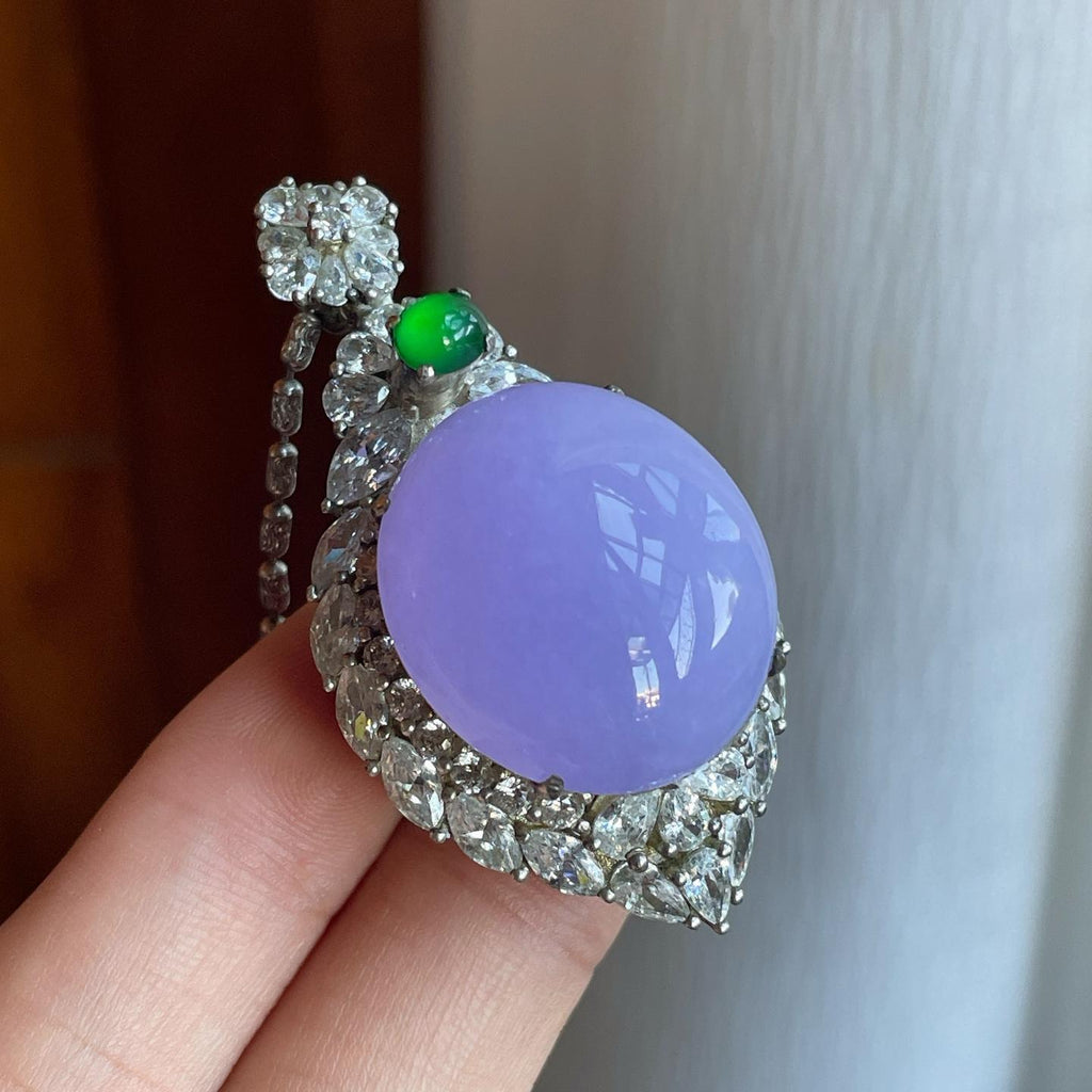 铜托糯冰紫罗兰翡翠蛋面（yc261408）